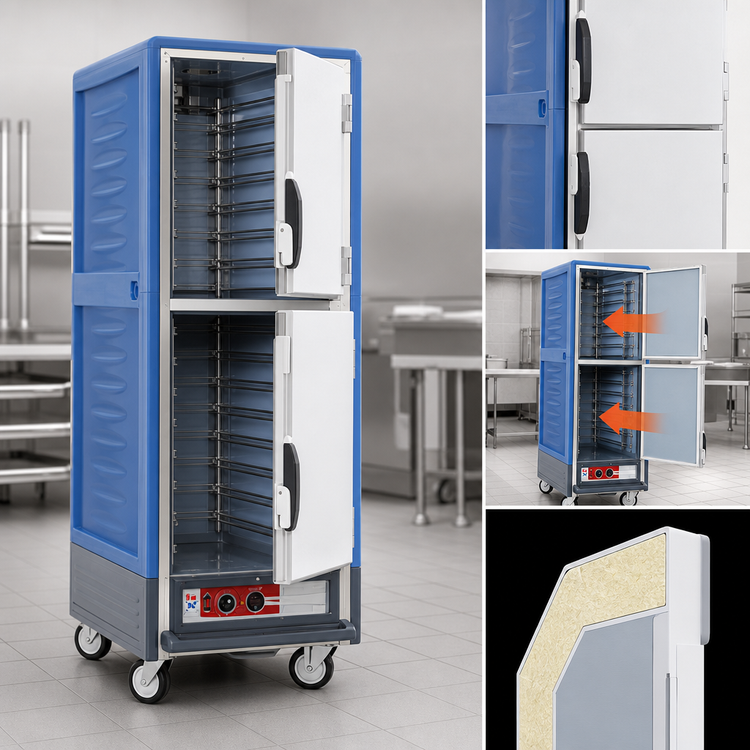 Product image #4 for Metro C5 3 Series Full-Height Insulated Heated Holding & Proofing Cabinet, Blue, Dutch Solid Doors, Fixed Wire Slides