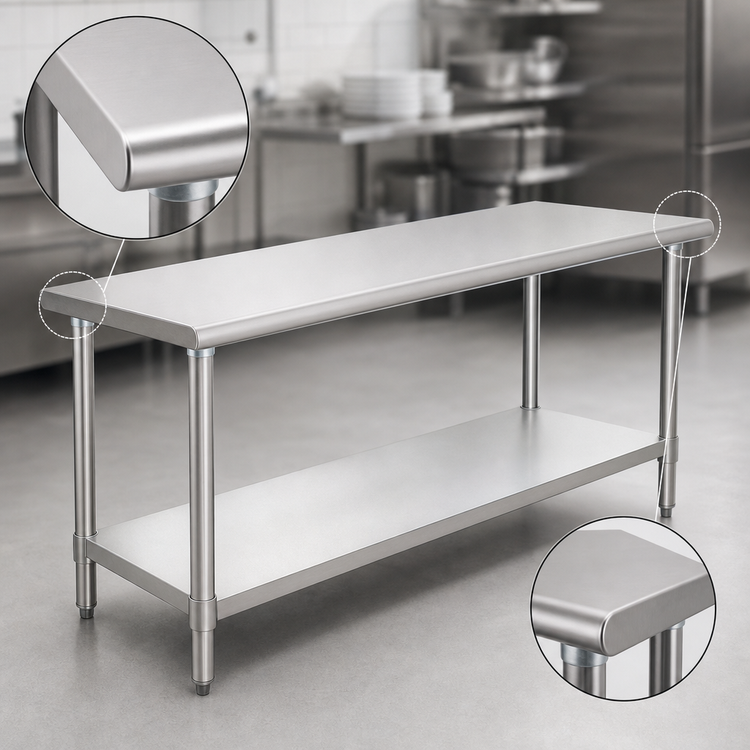 Product image #4 for Eagle Budget Series 84 Inch x 24 Inch Stainless Steel Work Table with Undershelf