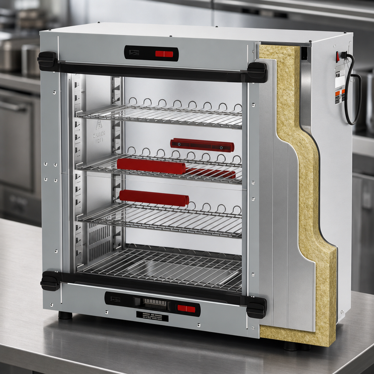 Product image #5 for Metro HotBlox Xpress S8 Pass-Thru Countertop Heated Holding Cabinet with Clear Flip Doors and Thermostatic Controls