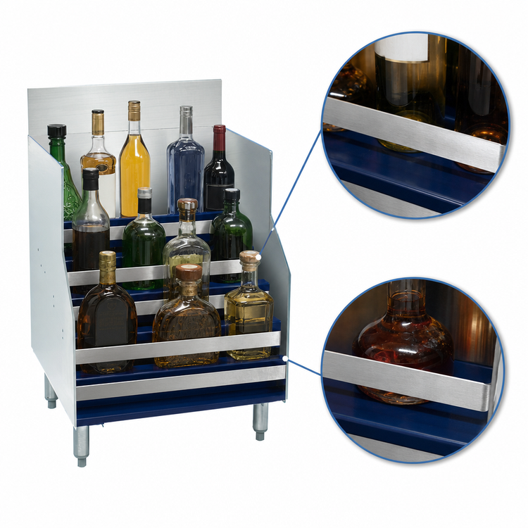 Product image #4 for Advance Tabco Prestige Supreme 5-Step Freestanding Liquor Bottle Display Unit, 18 x 25 x 35-15/16 Inches, Stainless Steel