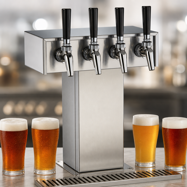 Product image #4 for Perlick 4-Faucet Tee Tower Stainless Steel Beer Dispensing Kit for DZS36