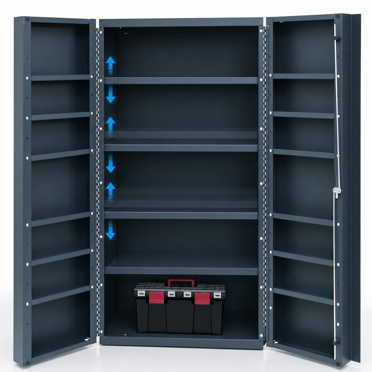 Product image #4 for Quantum Heavy-Duty 36-Inch Underbar Storage Cabinet with 4 Adjustable Interior Shelves and 12 Door Shelves