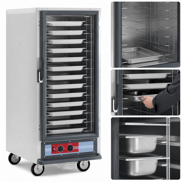 Product image #4 for Metro C5 1 Series 3/4 Height Non-Insulated Mobile Heated Holding Cabinet with Clear Polycarbonate Door and Lip Load Slides