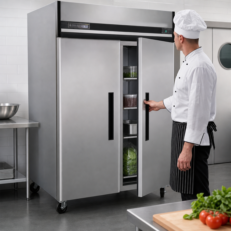 Product image #4 for Maxx Cold X-Series Two-Section Reach-In Freezer, 49 Cu. Ft., Self-Contained, Top-Mounted Compressor