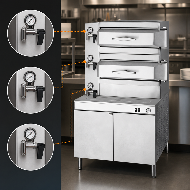 Product image #4 for Cleveland Range 3-Compartment Electric Pressure Steamer with 36-Inch Cabinet Base, 24 kW