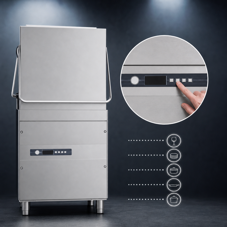 Product image #4 for Trento Kromo Heavy Duty Upright Door-Type Dishwasher, High-Temp With Booster, 30 Racks/Hour, 28-3/8 Inch Wide
