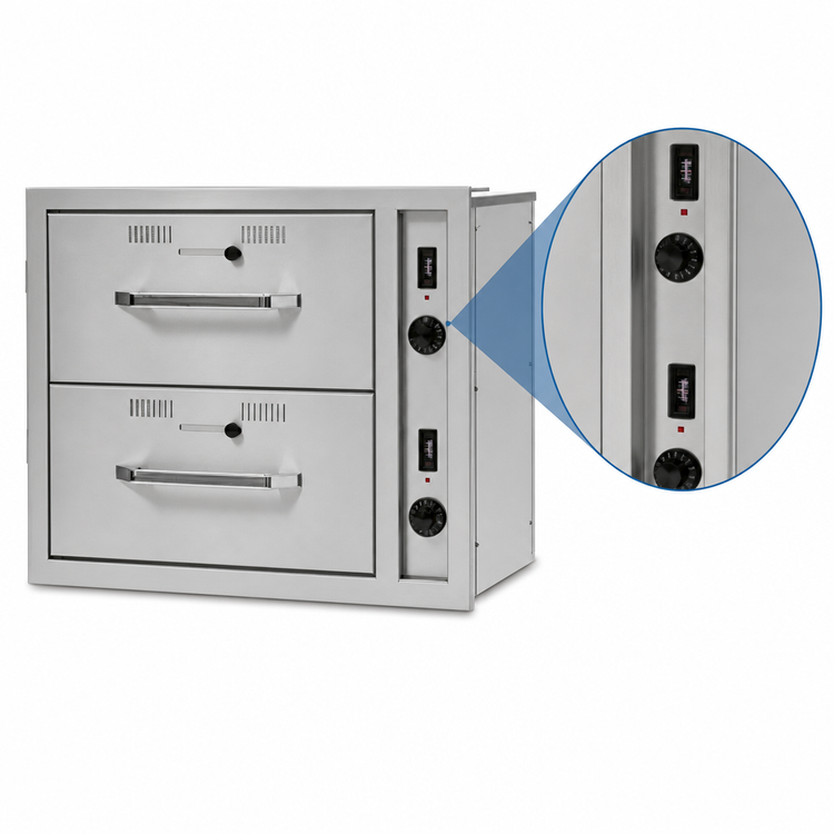 Product image #4 for RedHots Built-In Two-Drawer Warming Drawer, Stainless Steel, 240V, Holds 2 12 x 20 x 6 Pans