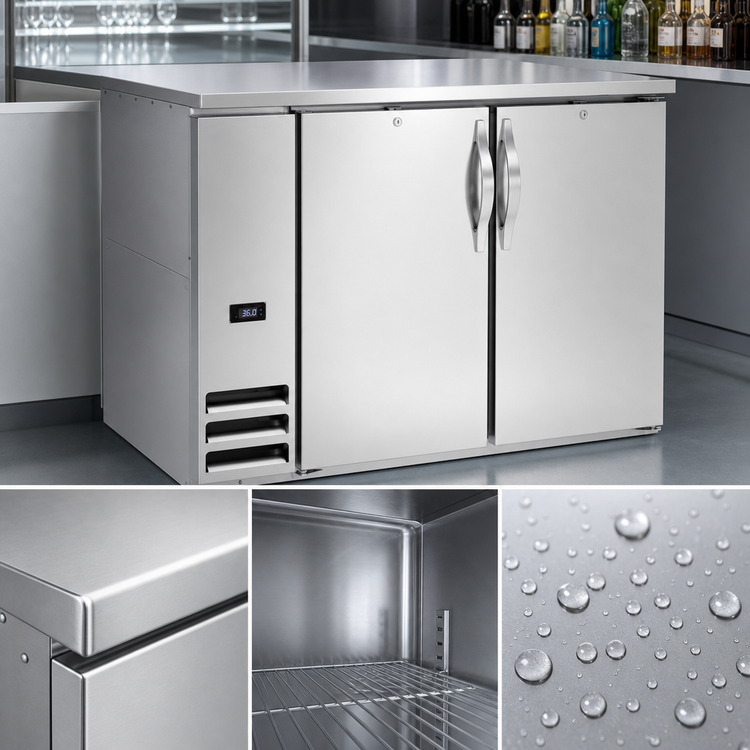 Product image #4 for Beverage-Air BB48HC-F-S 48-Inch Two-Section Food-Rated Back Bar Refrigerator with Solid Doors