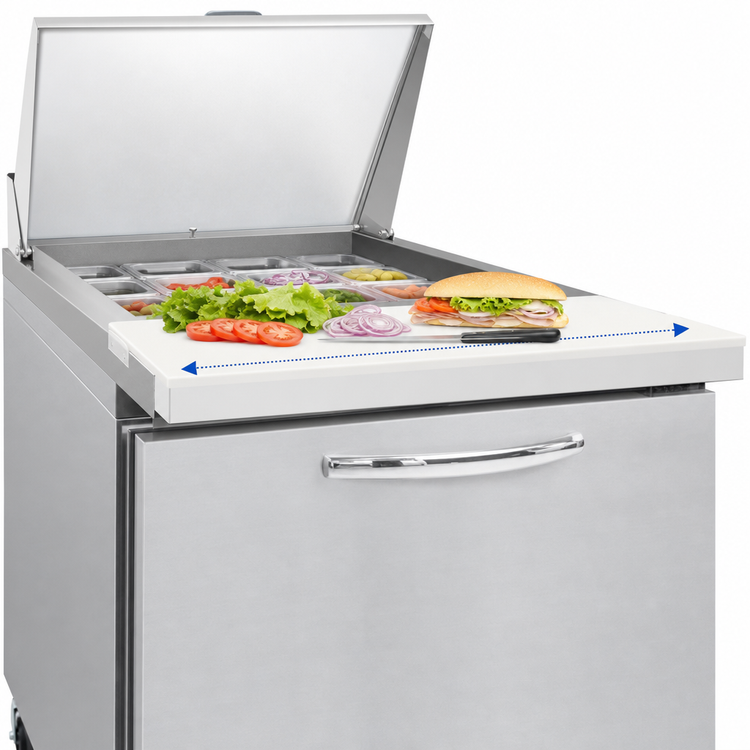 Product image #4 for Continental Mighty Top 32-Inch Sandwich Prep Table Refrigerator, 12-Pan Top, Solid Door