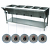 Thumbnail image #4 for Advance Tabco Triumph Supreme 77-3/4-Inch Electric Hot Food Table with 5 Sealed Wells, Poly Cutting Board, and Open Galvanized Base
