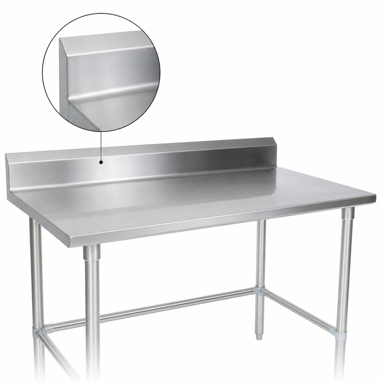Product image #4 for John Boos Stallion 84-Inch Stainless Steel Work Table with 5-Inch Backsplash and Safety Edge