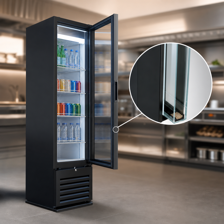 Product image #4 for Beverage Air Marketeer MT08-1H6B One-Section Reach-In Glass Door Refrigerated Merchandiser, 7.69 Cu. Ft., Black