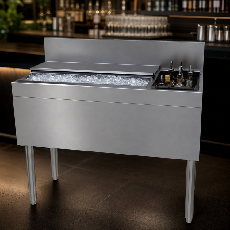 Product image #4 for Glastender 42-Inch Underbar Combo Ice Bin/Cocktail Unit with Right Bottle Well and 84 lb. Ice Capacity