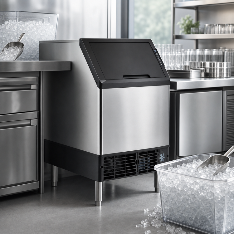 Product image #4 for NEO Undercounter Self-Contained Air-Cooled Dice Ice Machine with 90 lb Storage Bin