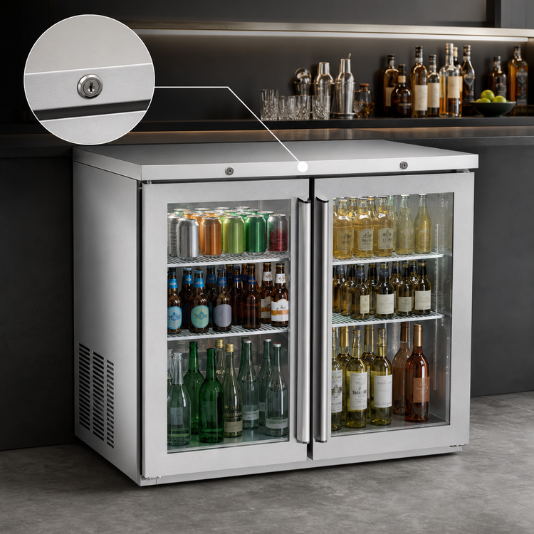 Product image #4 for Kool-It Signature 48-Inch Two-Section Glass Door Back Bar Cooler with Stainless Steel Top