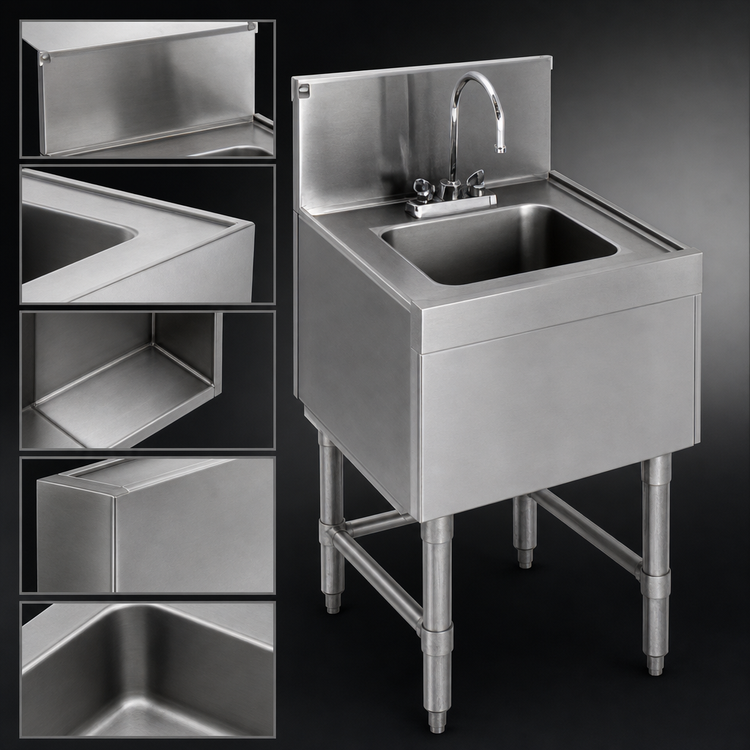 Product image #4 for Eagle Group Spec-Bar 18" x 19" Underbar Wet Waste Sink with Faucet and 6" Deep Bowl