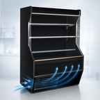 Thumbnail image #4 for Howard-McCray 32E Series SC-D32E-8-B-LED 98-Inch Open-Front Dairy Merchandiser, Self-Contained Refrigeration, 3 Lit Shelves, Black