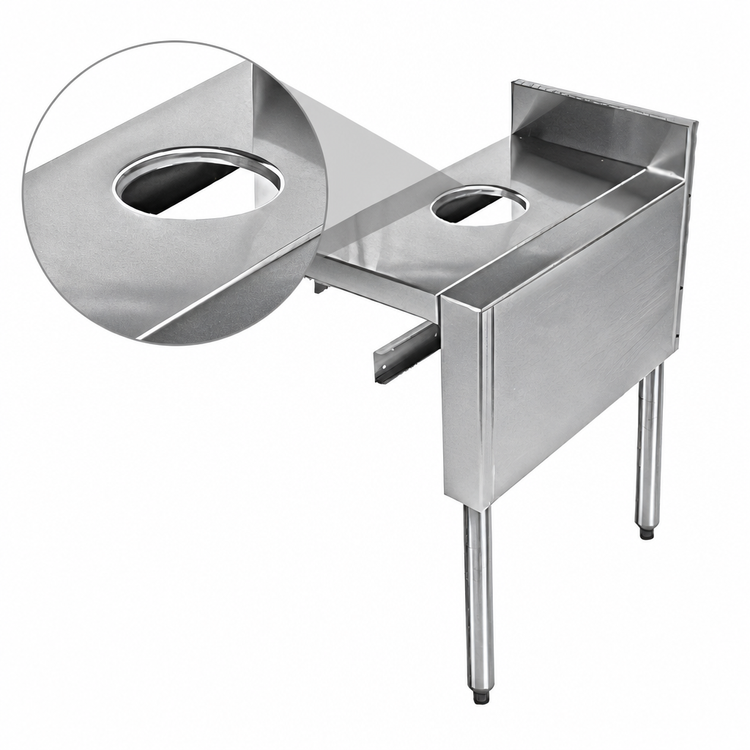Product image #4 for CHOICE 15-Inch Stainless Steel Underbar Dry Waste Chute with Removable Top and Right-Side Legs
