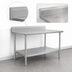 Thumbnail image #4 for John Boos Stallion 84-Inch W x 24-Inch D 16-Gauge 300 Series Stainless Steel Work Table with 5-Inch Backsplash and Galvanized Undershelf