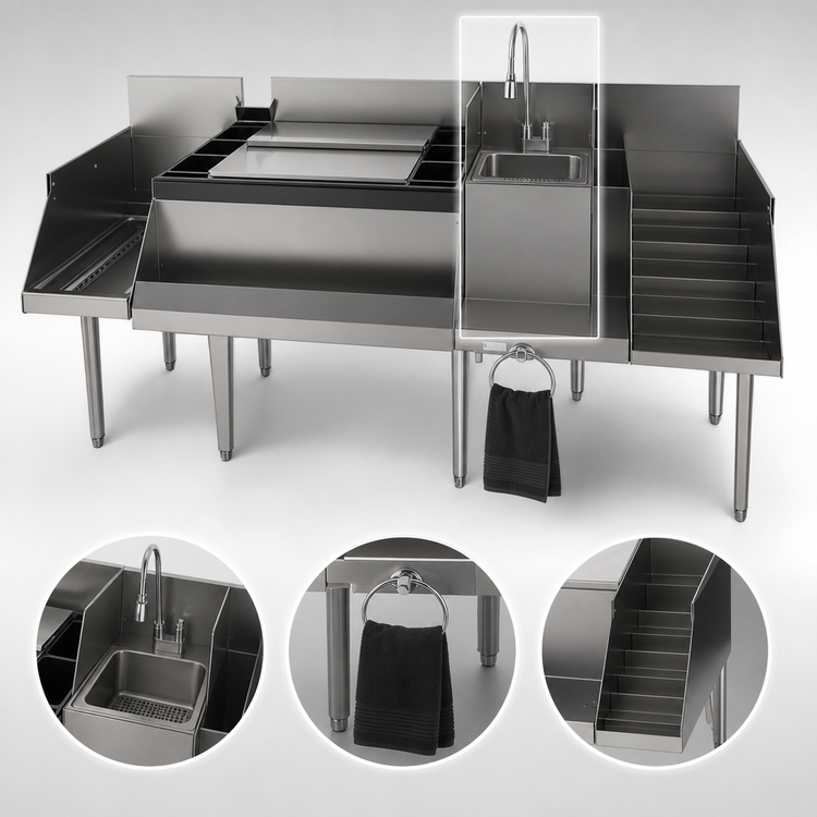Product image #4 for Perlick Top Shelf UCS60B-LF 60-Inch Underbar Ice Bin/Cocktail Station with Blender Sink