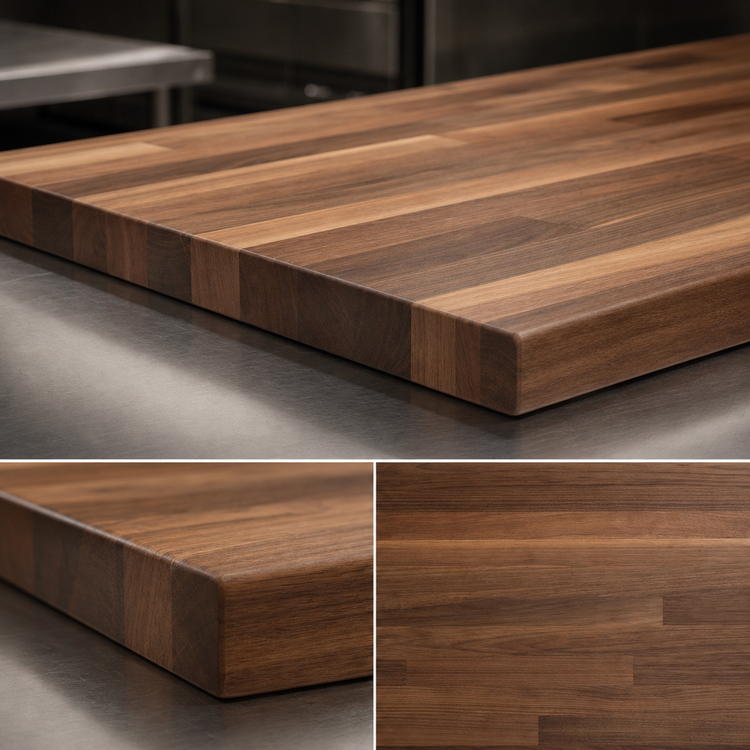 Product image #4 for John Boos Boos Block American Black Walnut Blended Rail Edge Grain Kitchen Countertop, 144 x 32 x 1-1/2 Inch, Penetrating Oil Finish