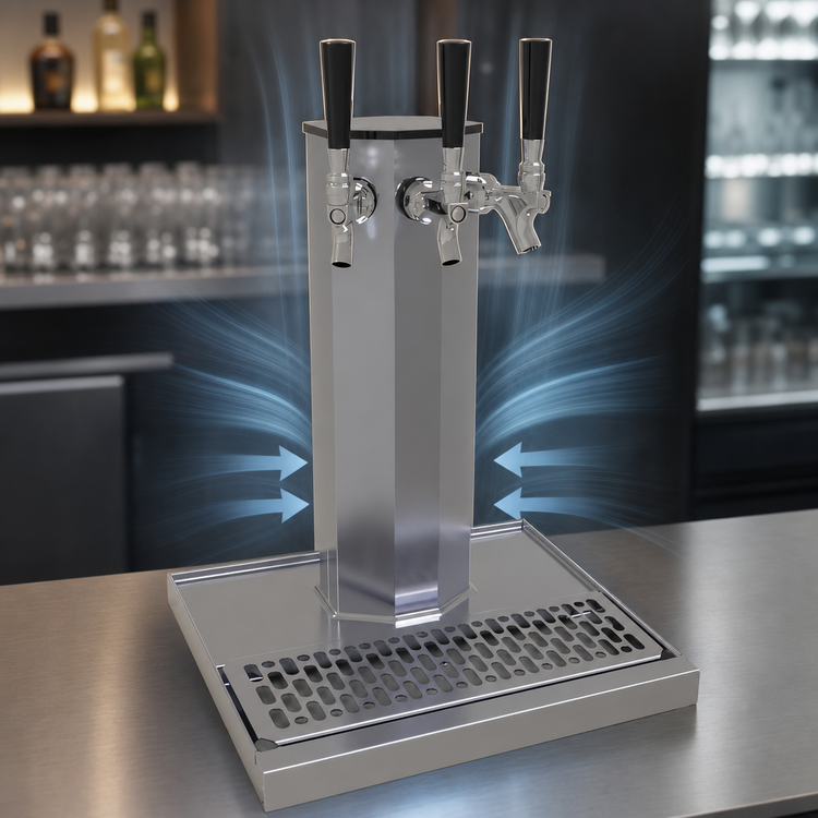 Product image #4 for Glastender 3-Faucet Stainless Steel Countertop Air-Cooled Column Draft Dispensing Tower