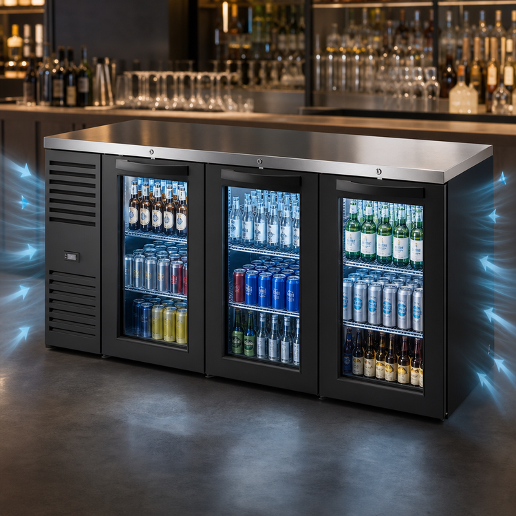 Product image #4 for True Premier Bar 84-Inch Three-Section Refrigerated Back Bar Cooler with Glass Doors
