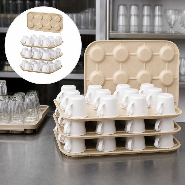 Product image #5 for Cambro Kup Keeper 12-Cup Stackable Bar Glass Storage Rack, Beige