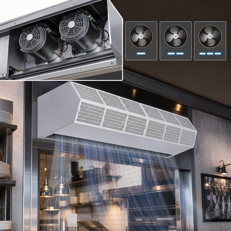 Product image #4 for 108-Inch Commercial High Performance Heated Electric Air Curtain with Dual 1/2 HP Motors