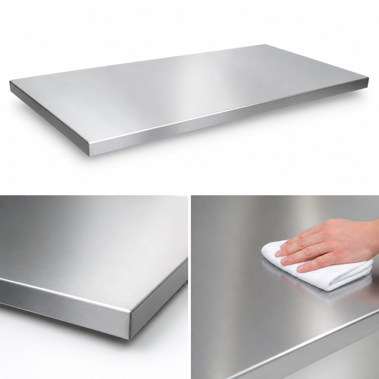 Product image #4 for John Boos Flat Stainless Steel Countertop, 108 x 30 x 1-1/2 Inch, No Backsplash, NSF