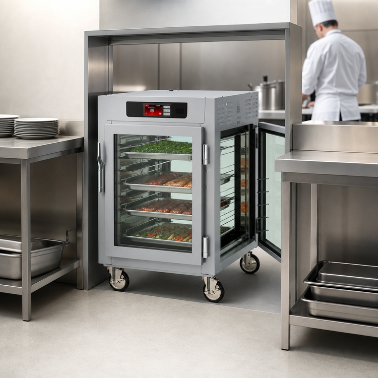 Product image #4 for Metro C5 8 Series 1/2-Height Pass-Thru Controlled Temperature Holding Cabinet with Glass Doors, Universal Wire Slides and Touchscreen Controls