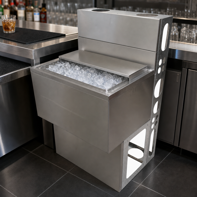 Product image #4 for BK Resources Underbar Stainless Steel Ice Bin with 10-Circuit Cold Plate, 80 lb Capacity