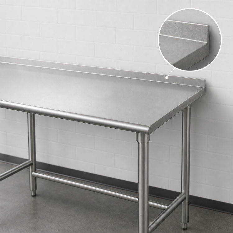 Product image #4 for Advance Tabco 144-Inch x 30-Inch 16-Gauge 304 Stainless Steel Work Table with 1-1/2-Inch Rear Up-Turn