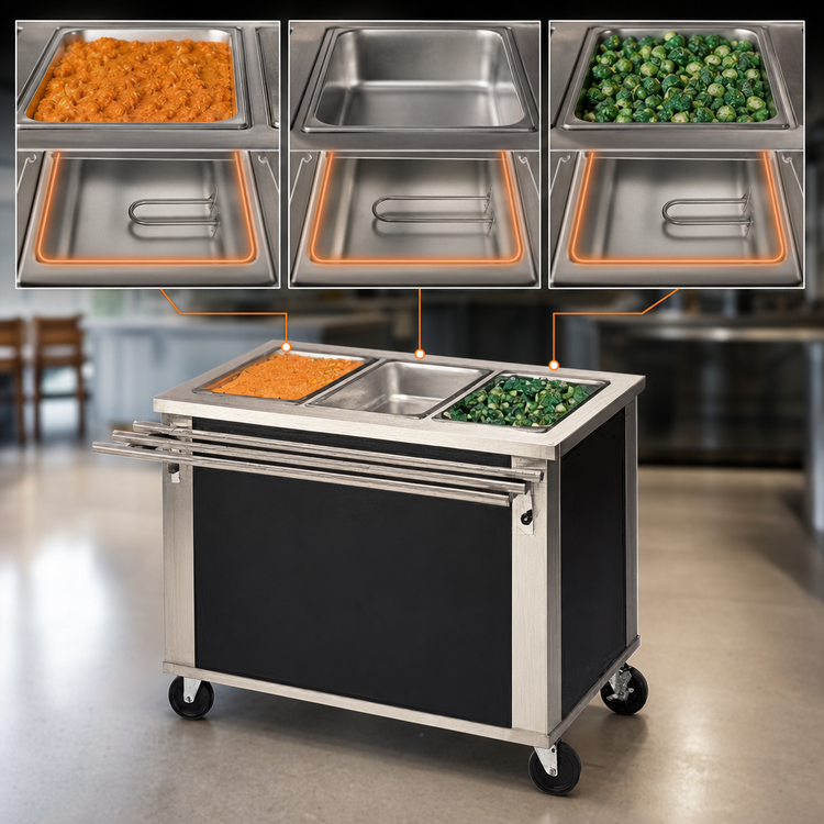 Product image #4 for DineXpress DXP3HF 3-Well Electric Mobile Hot Food Counter