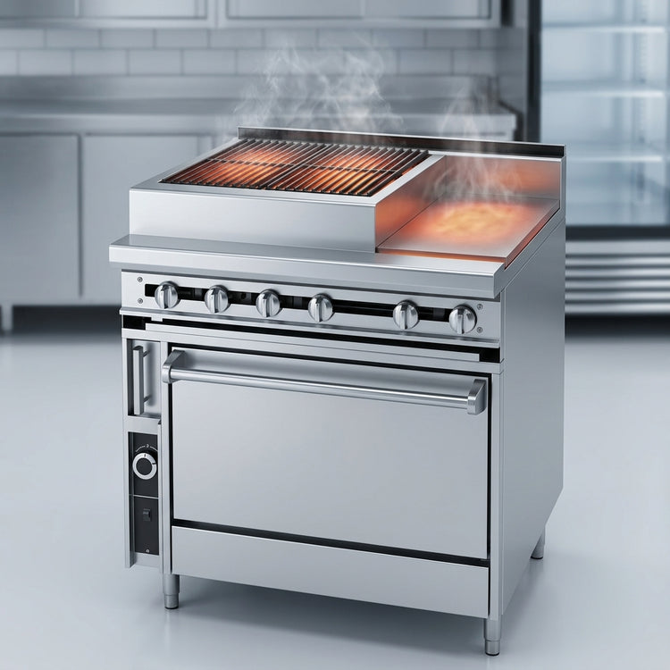 Product image #3 for Titan JTRH-24B-1HT-36 36-Inch Heavy Duty Gas Range with Charbroiler and Hot Top
