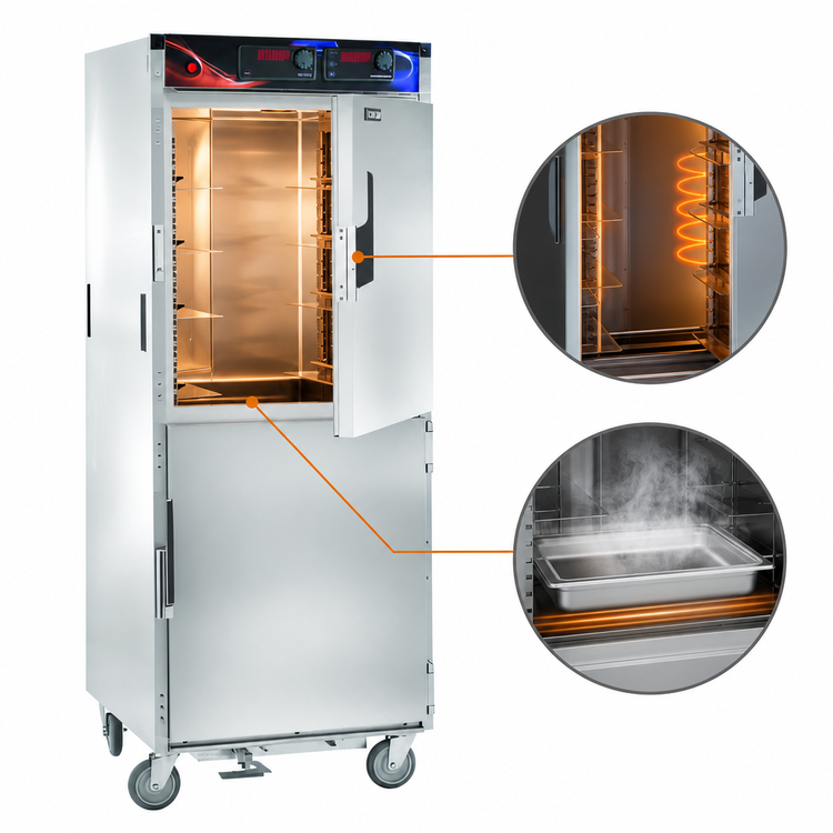 Product image #4 for Cres Cor AquaTemp Insulated Stainless Steel Mobile Heated Pass-Thru Holding Cabinet, 12 Full-Size Pan Capacity