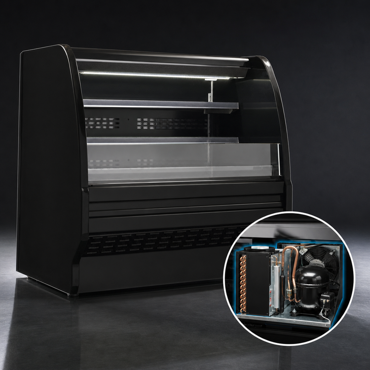 Product image #4 for Howard-McCray 40E Series 39-Inch Dairy Curved End Open Merchandiser with Self-Contained Refrigeration and LED Lighting - Black