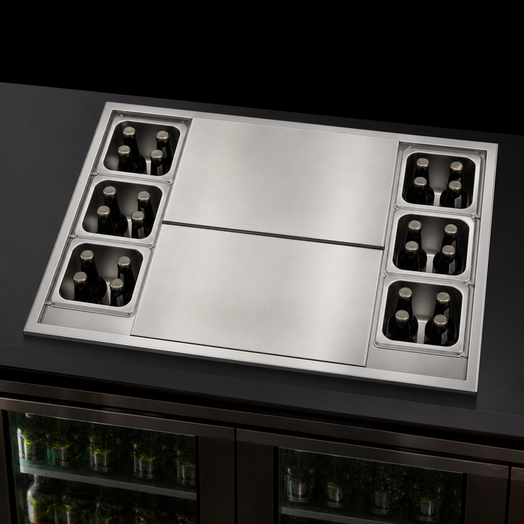 Product image #4 for Top Shelf 6-Bottle Underbar Bottle Well with 4-Piece Stainless Steel Sliding Cover Assembly