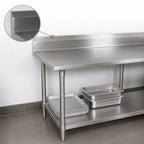 Thumbnail image #4 for John Boos Stallion ST4R5-36144GSK 144 x 36-Inch Stainless Steel Work Table with 5-Inch Backsplash, 14-Gauge Type 300 Top and Undershelf