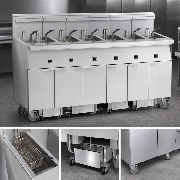 Product image #4 for Imperial Electric Floor-Model 6-Battery 75 lb. Fryer with Built-In Space Saver Filter System and Computer Controls