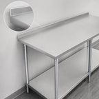 Thumbnail image #4 for John Boos Stallion ST4R1.5-36144SSK 144" x 36" Stainless Steel Work Table, 14-Gauge 300 Series Top, Rear Up-Turn, Adjustable Undershelf