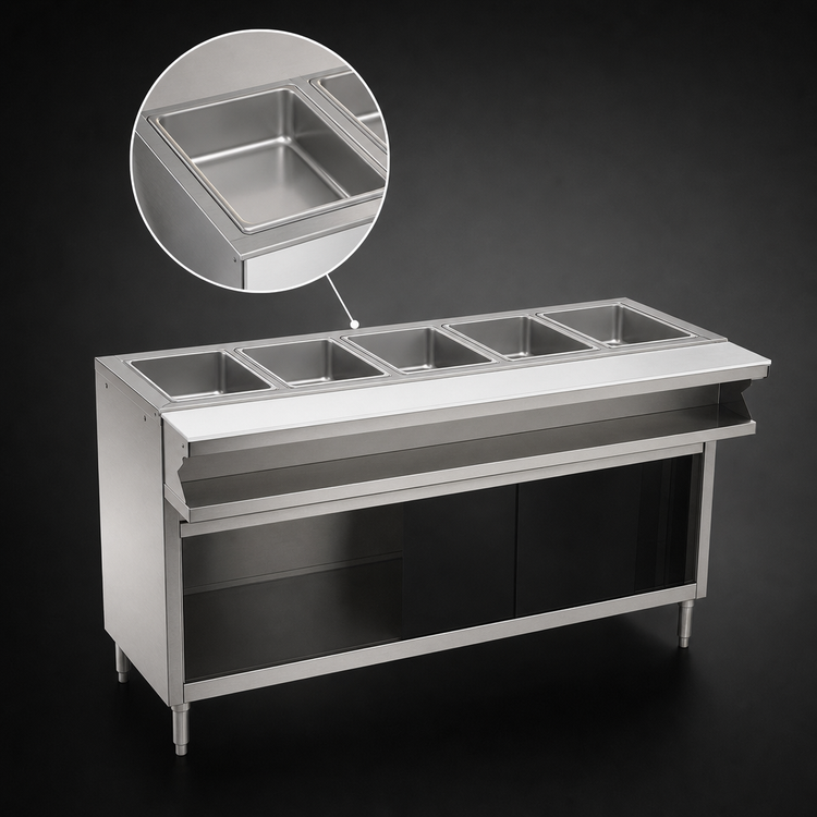 Product image #4 for Spec-Master SHT5CB-240 Five Well Electric Sealed Well Hot Food Table with Sliding Doors
