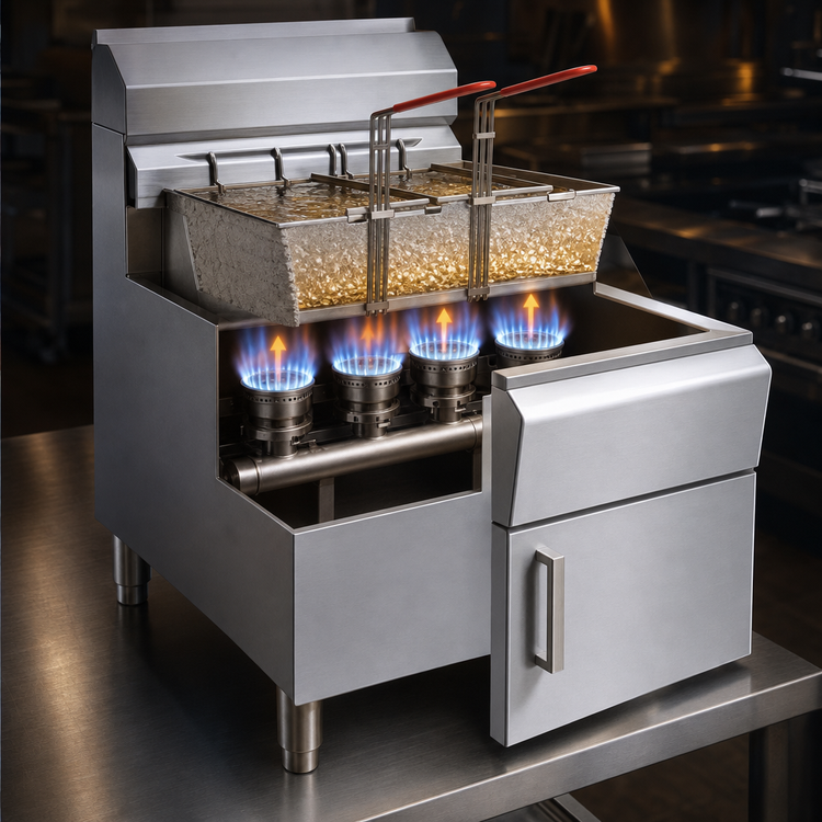 Product image #4 for RedHots Countertop Natural Gas Single Fry Pot Fryer, 30 lb Fat Capacity
