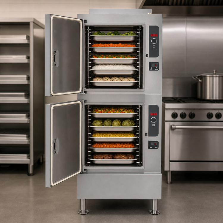 Product image #4 for Cleveland Steamcraft Ultra 10 2-Compartment Pressureless Natural Gas Convection Steamer, 10-Pan Capacity