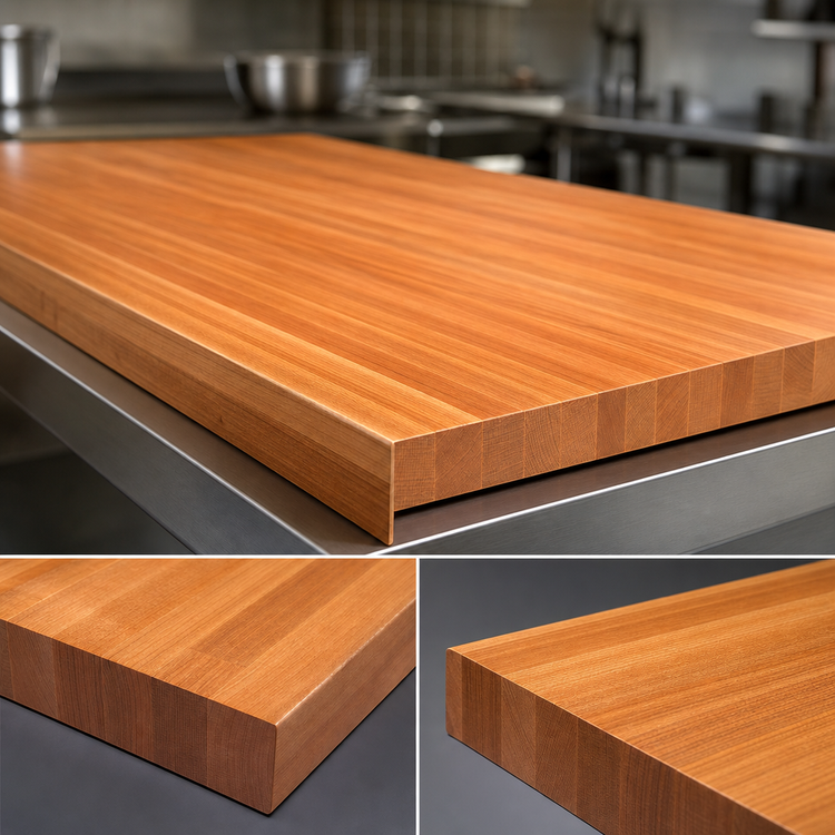 Product image #4 for John Boos Boos Block 144-Inch x 36-Inch x 1-1/2-Inch American Cherry Edge Grain Kitchen Countertop, Varnique Finish