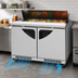 Thumbnail image #4 for Turbo Air Super Deluxe 48-1/4-Inch Two-Section Front Breathing Refrigerated Sandwich/Salad Prep Table with 12-Pan Opening