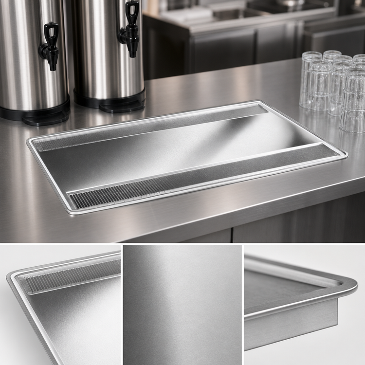 Product image #4 for Atlas Metal WUD-44 44-Inch Drop-In Beverage Station Urn Drain with Double Troughs