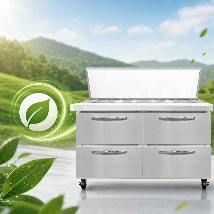 Product image #4 for Continental Refrigerator SW48N18M-D 48 Inch Mighty Top Two-Section Sandwich Unit Refrigerator with Drawers