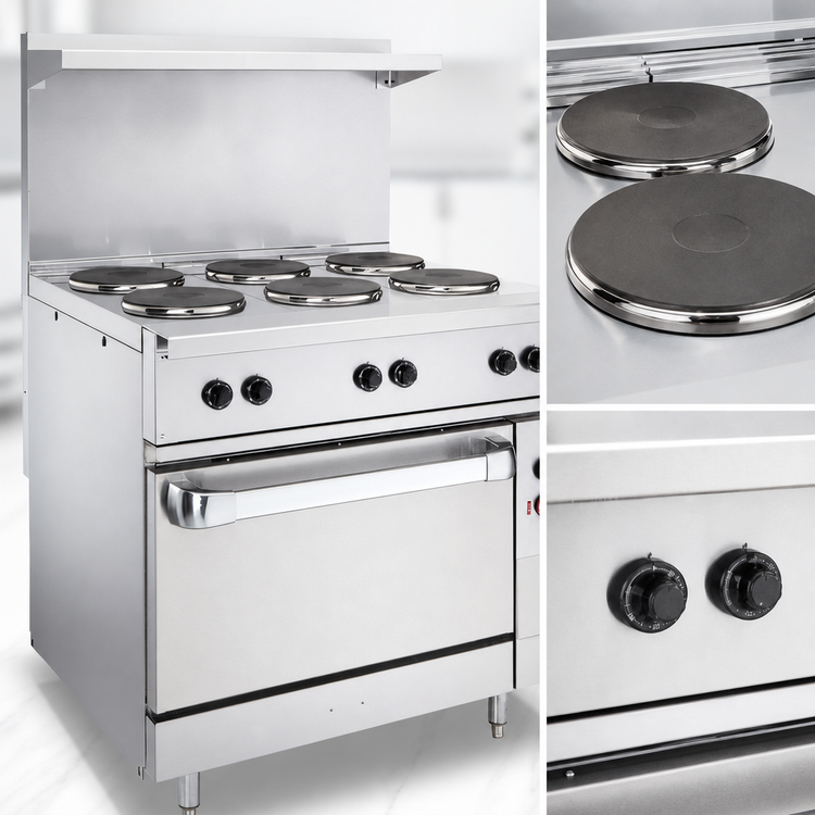 Product image #5 for Vulcan 36-Inch Electric Restaurant Range with 2 French Hotplates, 2 Hot Tops and Standard Oversized Oven, 208V