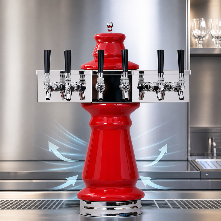 Product image #4 for Glastender Vienna 3-Faucet Air-Cooled Draft Dispensing Tower, Mirror Finish